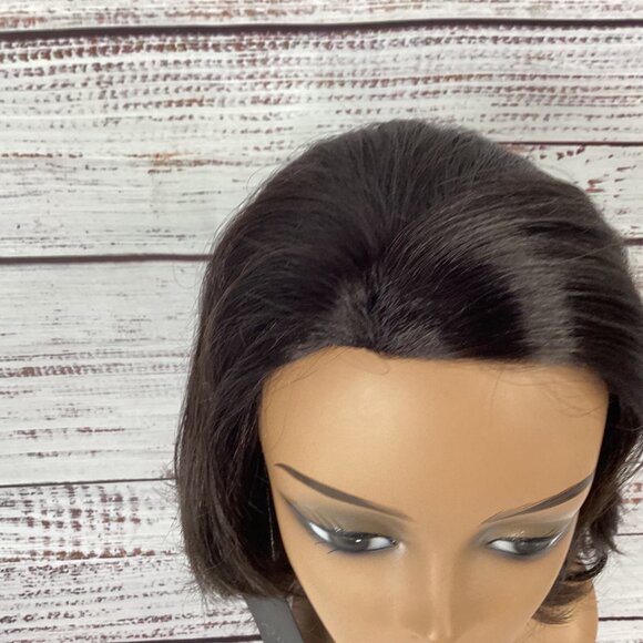 Fonda #2 Darkest Brown Partial Lace 1/2 Wig Lace Front New Synthetic Hair - Picture 5 of 7